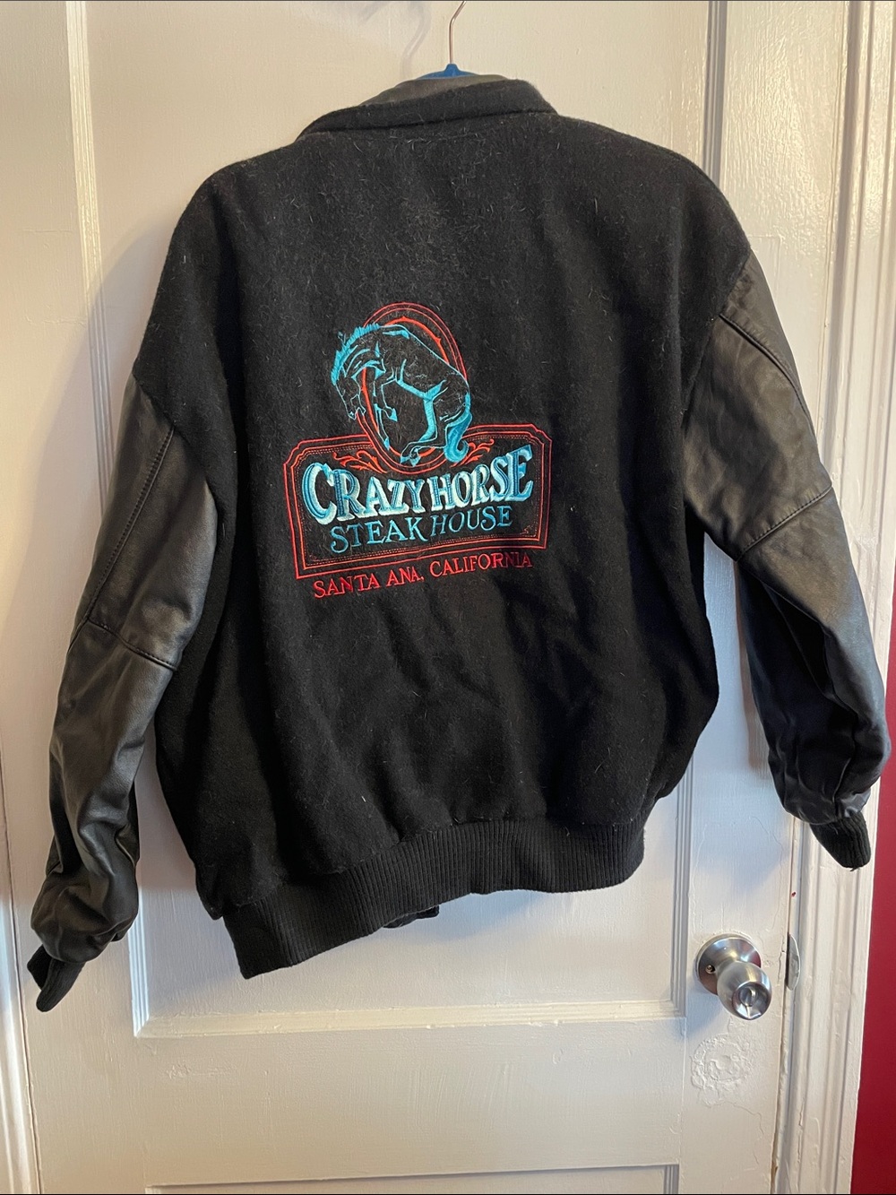 Crazy Horse Steak House Embroidered Black Bomber Jacket